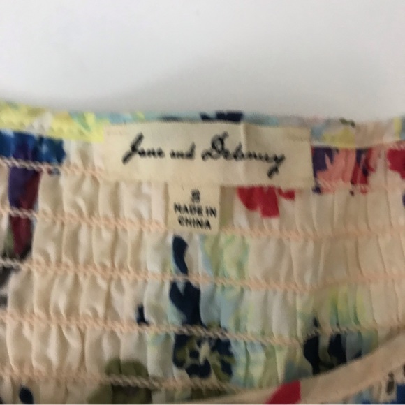 Jane and Delancey 100 % Cotton Floral Peplum Elastic Smocked Top Size S - Picture 6 of 12